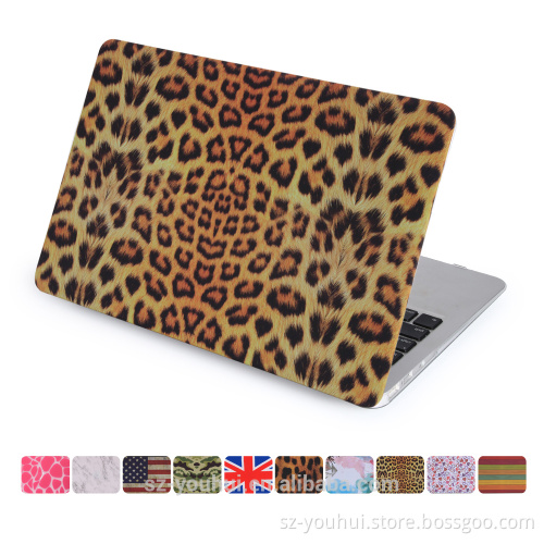 Multicolor Leopard Camouflage Wood Hard Case Flip Cover for Macbook Air 13.3" 11.6"